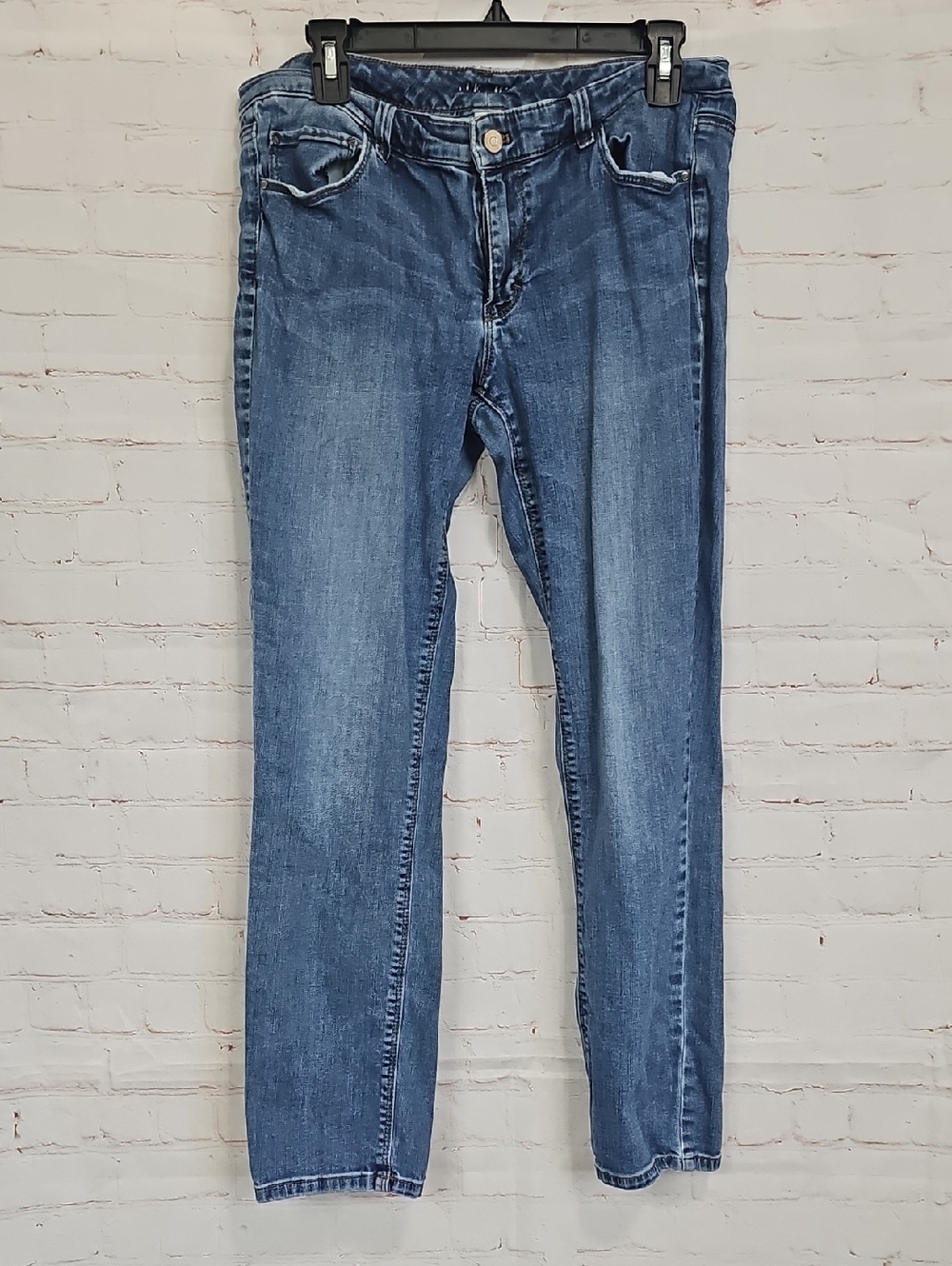 White House Black Market Straight-Leg Mid-Blue Jeans